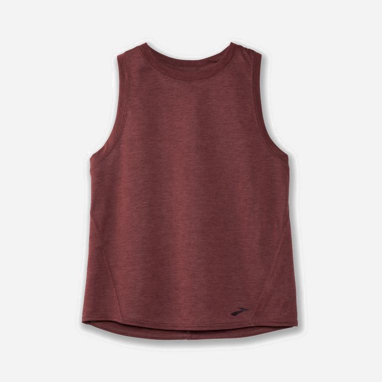 Brooks Distance Israel - Women's Running Tank Top - Heather Terracotta/Burgundy (41092-XOZC)